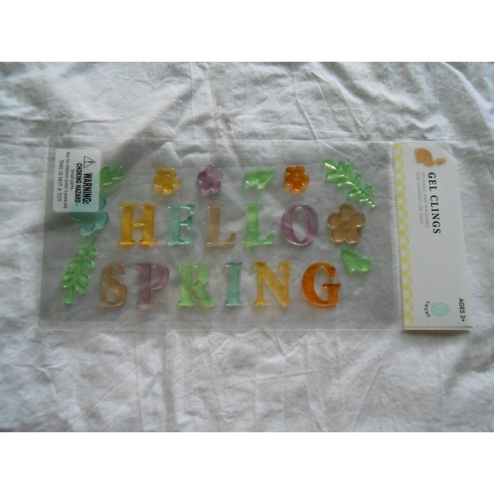 NEW HELLO SPRING‎ Flowers CUTE Window Gel Clings Stickers Decorations 21 count